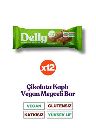 12 Adet Çikolata Kaplı - Antep Fıstıklı & Kadayıflı Meyveli Bar 35g