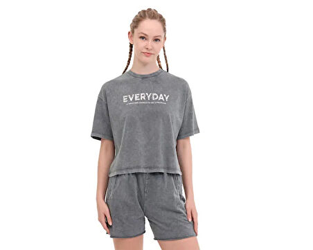 Lumberjack 5M Wl Freya 11Sy790 5Fx Kadın Günlük Tişört 102006716 Gri