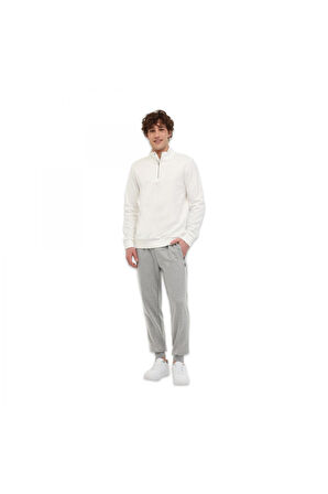 Lumberjack 5W Mb Bs47 Hzip Sw 5Pr Yari Fermuar Sweat Krem Erkek Sweatshirt