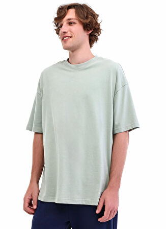 Lumberjack 102024406 5W,MB ROS 11HS113 5PR,ADA Yeşil Bisiklet Yaka Oversize Erkek T-Shirt