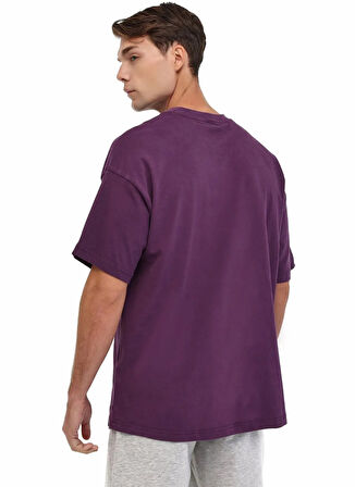 Lumberjack 102032529 5W,MB ROS 11HS113 5PR,MOR Mor Bisiklet Yaka Oversize Erkek T-Shirt