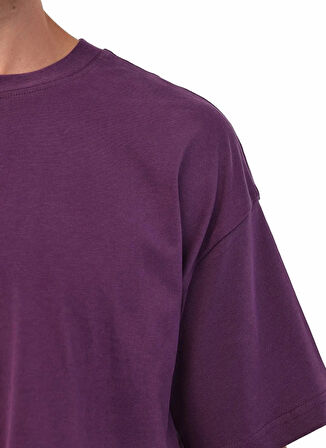 Lumberjack 102032529 5W,MB ROS 11HS113 5PR,MOR Mor Bisiklet Yaka Oversize Erkek T-Shirt