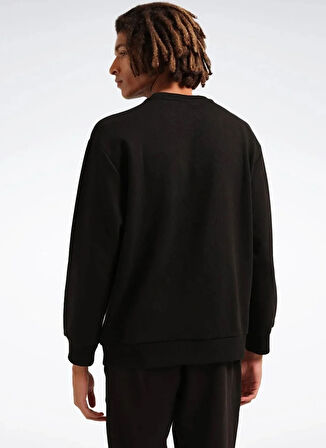 Reebok LC 7014 NEW ID REG CREW Siyah Yuvarlak Yaka Regular Fit Baskılı Erkek Sweatshırt