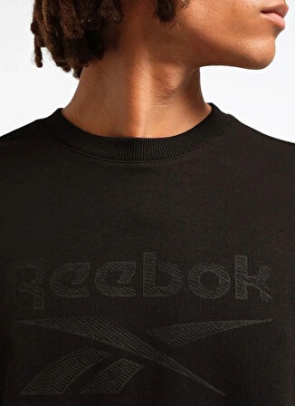 Reebok LC 7014 NEW ID REG CREW Siyah Yuvarlak Yaka Regular Fit Baskılı Erkek Sweatshırt