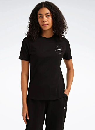 Reebok LC 7028 Q3 ID TEE Siyah Yuvarlak Yaka Regular Fit Düz Kadın T-Shirt