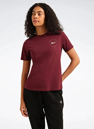 Reebok LC 7029 Q3 ID TEE Bordo Yuvarlak Yaka Regular Fit Düz Kadın T-Shirt