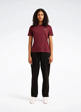 Reebok LC 7029 Q3 ID TEE Bordo Yuvarlak Yaka Regular Fit Düz Kadın T-Shirt