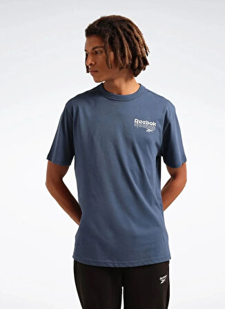 Reebok LC 7036 RI BRAND PROUD GFX SS TEE Mavi Yuvarlak Yaka Regular Fit Baskılı Erkek T-Shirt