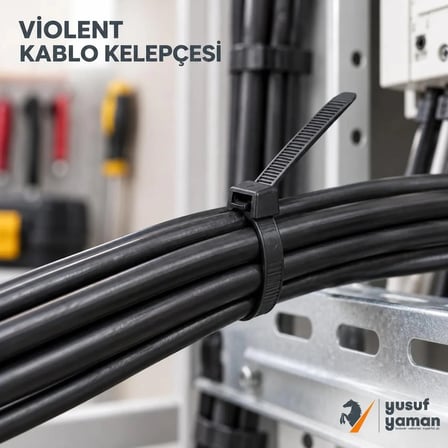 Cırt Kelepçe Kablo Bağı Kablo Klipsi 8 mm X 300 mm 1. Sınıf Malzeme Naylon 6.6 mm 100 Adet Kalın Model Siyah