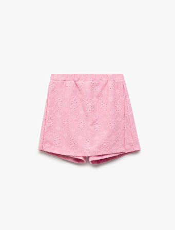 Fisto Beli Lastikli Mini Şort Etek