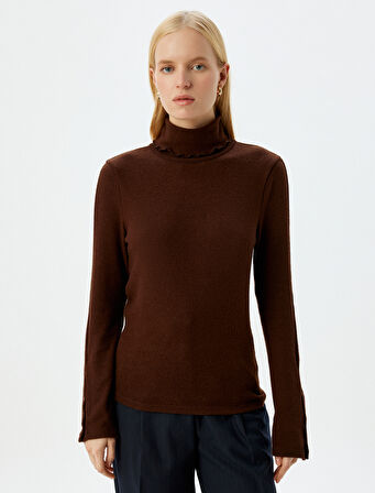 Balıkçı Yaka Body Yumuşak Dokulu Uzun Kollu Manşetleri Düğme Detaylı 