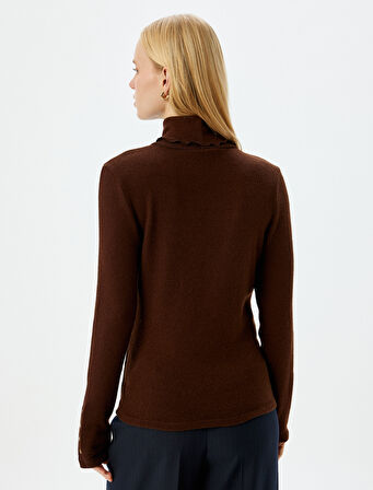 Balıkçı Yaka Body Yumuşak Dokulu Uzun Kollu Manşetleri Düğme Detaylı 