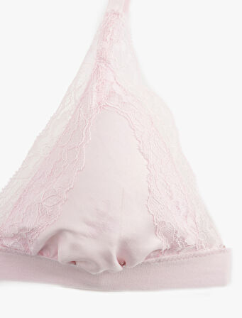 Viskon Karışımlı Soft Balensiz Dantel Detaylı Bralet Sütyen