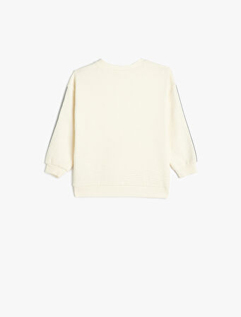 Sweatshirt Bisiklet Yaka Uzun Kollu Şerit Detaylı Pamuklu