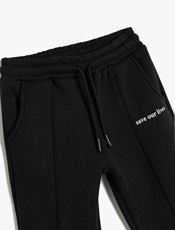 Jogger Eşofman Altı Beli Bağlamalı Cepli Şardonlu