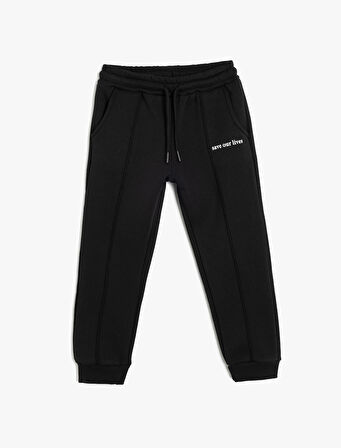 Jogger Eşofman Altı Beli Bağlamalı Cepli Şardonlu