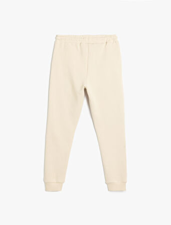 Jogger Eşofman Altı Slogan Baskılı Cepli Beli Bağlamalı