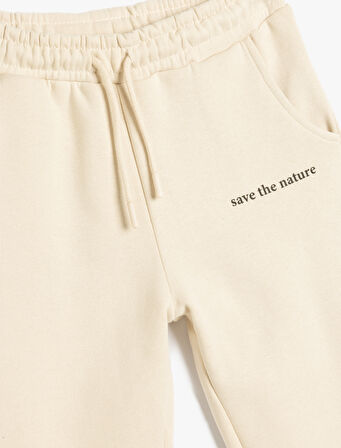 Jogger Eşofman Altı Slogan Baskılı Cepli Beli Bağlamalı