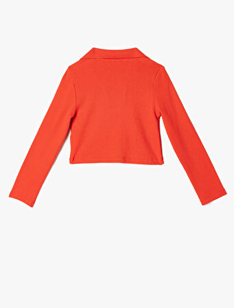 Polo Yaka Tişört Uzun Kollu Pamuklu Kaşkorse Kalp Detaylı 