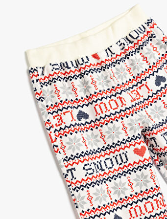 Yılbaşı Desenli Beli Lastikli Pamuklu Pijama Altı