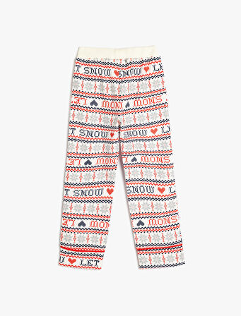 Yılbaşı Desenli Beli Lastikli Pamuklu Pijama Altı