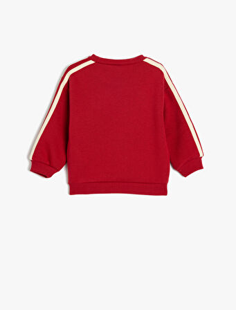 Sweatshirt Uzun Kollu Bisiklet Yaka Aplike Detaylı Pamuklu