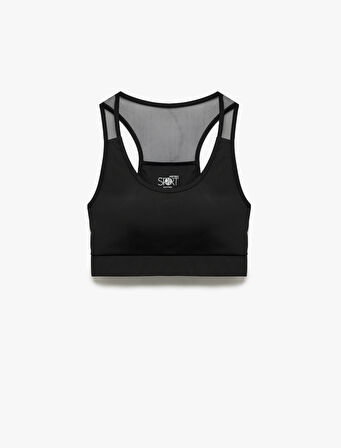Tül Detaylı U Yaka Slim Fit Sporcu Sütyeni