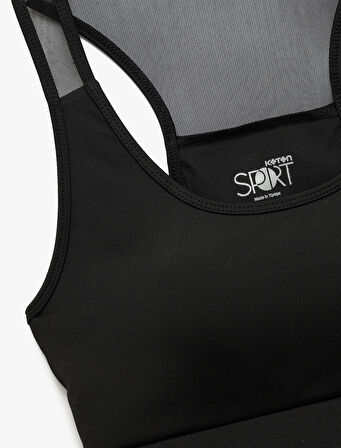 Tül Detaylı U Yaka Slim Fit Sporcu Sütyeni