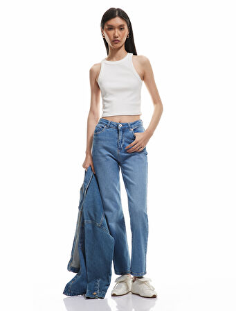Normal Bel Dar Kesim Pamuklu Jean Pantolon - Slim Straight Jean
