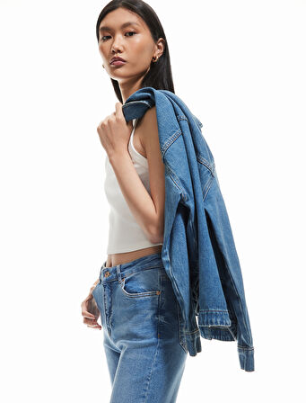 Normal Bel Dar Kesim Pamuklu Jean Pantolon - Slim Straight Jean