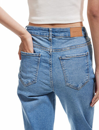 Normal Bel Dar Kesim Pamuklu Jean Pantolon - Slim Straight Jean