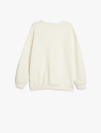 Kaykay Baskılı Uzun Kollu Bisiklet Yaka Sweatshirt