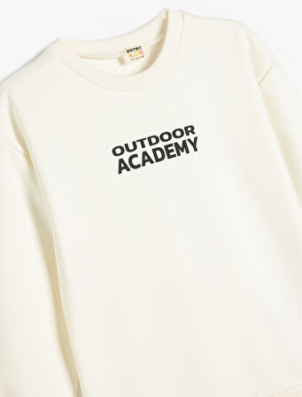 Slogan Baskılı Uzun Kollu Bisiklet Yaka Sweatshirt