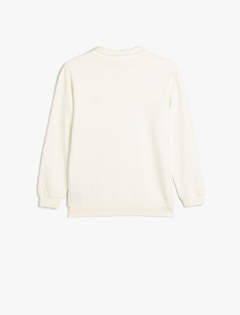 Polo Yaka Sweatshirt Çapa İşlemeli Uzun Kollu Pamuklu