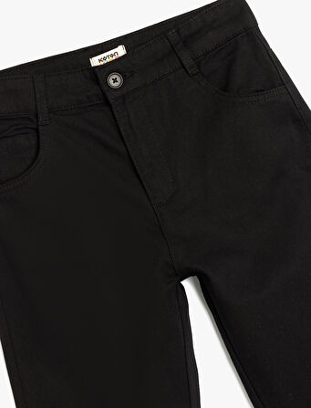 Düğme Detaylı Pamuklu Basic Chino Pantolon