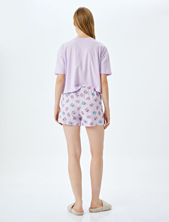 Pamuklu Baskılı Şortlu Pijama Takımı