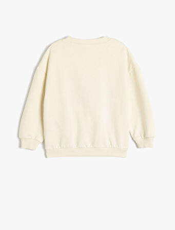 Sweatshirt Araba Baskılı Uzun Kollu Bisiklet Yaka 