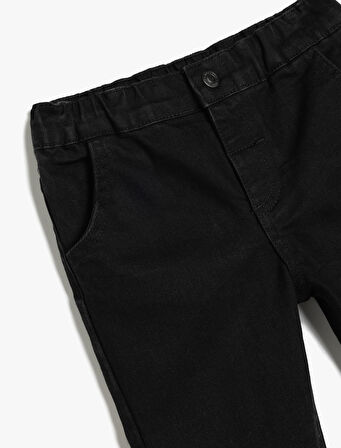Kot Pantolon Cepli Beli Lastikli Havuç Kesim