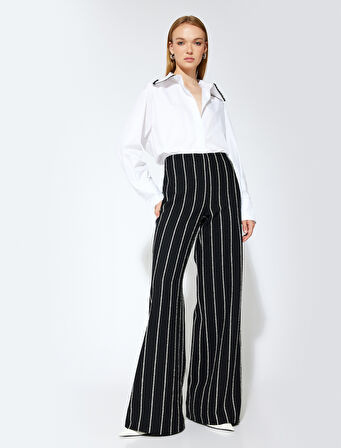 Dantel Detaylı Sivri Yaka Gömlek Uzun Kollu Pamuklu