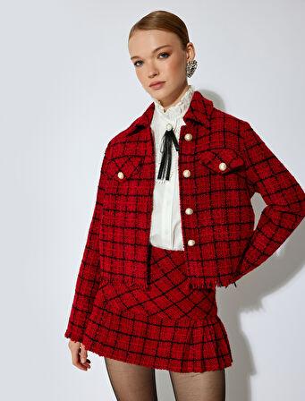 A Kesim Mini Pileli Tüvit Etek