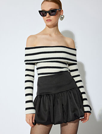 Koton X Sibil Çetinkaya - Mini Saten Balon Etek