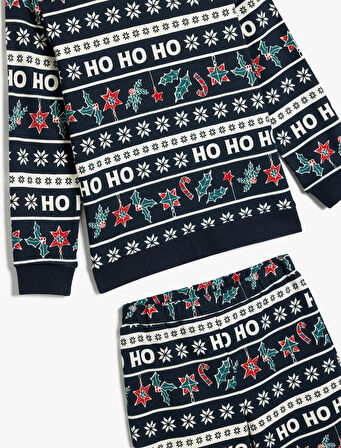 Yılbaşı Baskılı Pijama Takımı Pamuklu 