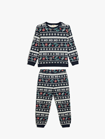 Yılbaşı Baskılı Pijama Takımı Pamuklu 