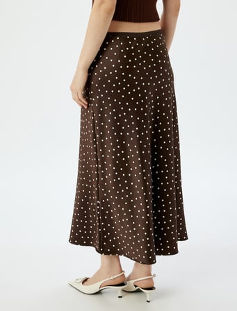 A Kesim Slim Fit Midi Boy Pauntiyeli Saten Etek