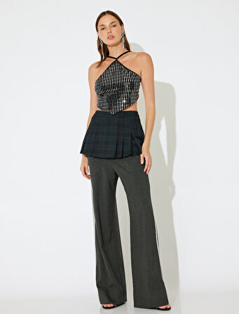 Koton X İnji - Bol Paça Pantolon Beli Lastikli Şerit Detaylı Cepli