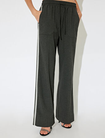 Koton X İnji - Bol Paça Pantolon Beli Lastikli Şerit Detaylı Cepli