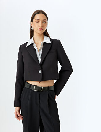 Kruvaze Crop Blazer Ceket 