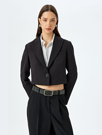 Kruvaze Crop Blazer Ceket 
