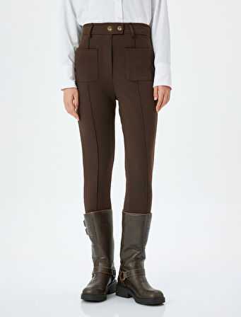 Standart Bel Slim Fit Cep Detaylı Tayt pantolon