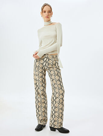 Uzun Kollu Asimetrik Yaka Bağlama Detaylı Slim Fit Tişört